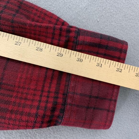 Orvis Shirt Mens XL Red Black Plaid Flannel Button Front Long Sleeve Two Pocket - Picture 11 of 16